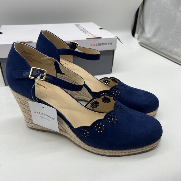 Liz Claiborne Morgan Women's Wedge Heels Blue Navy Size 11M - Picture 1 of 11